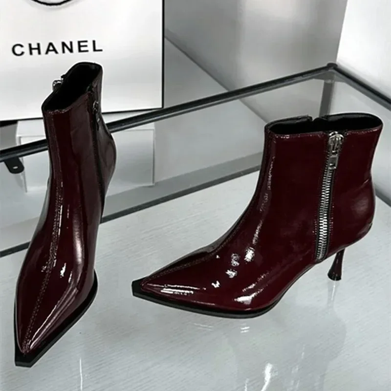 Sexy scarpe a punta sottili tacchi alti stivali da donna 2025 autunno inverno eleganti stivaletti per le donne Botas Altas in pelle di alta qualità