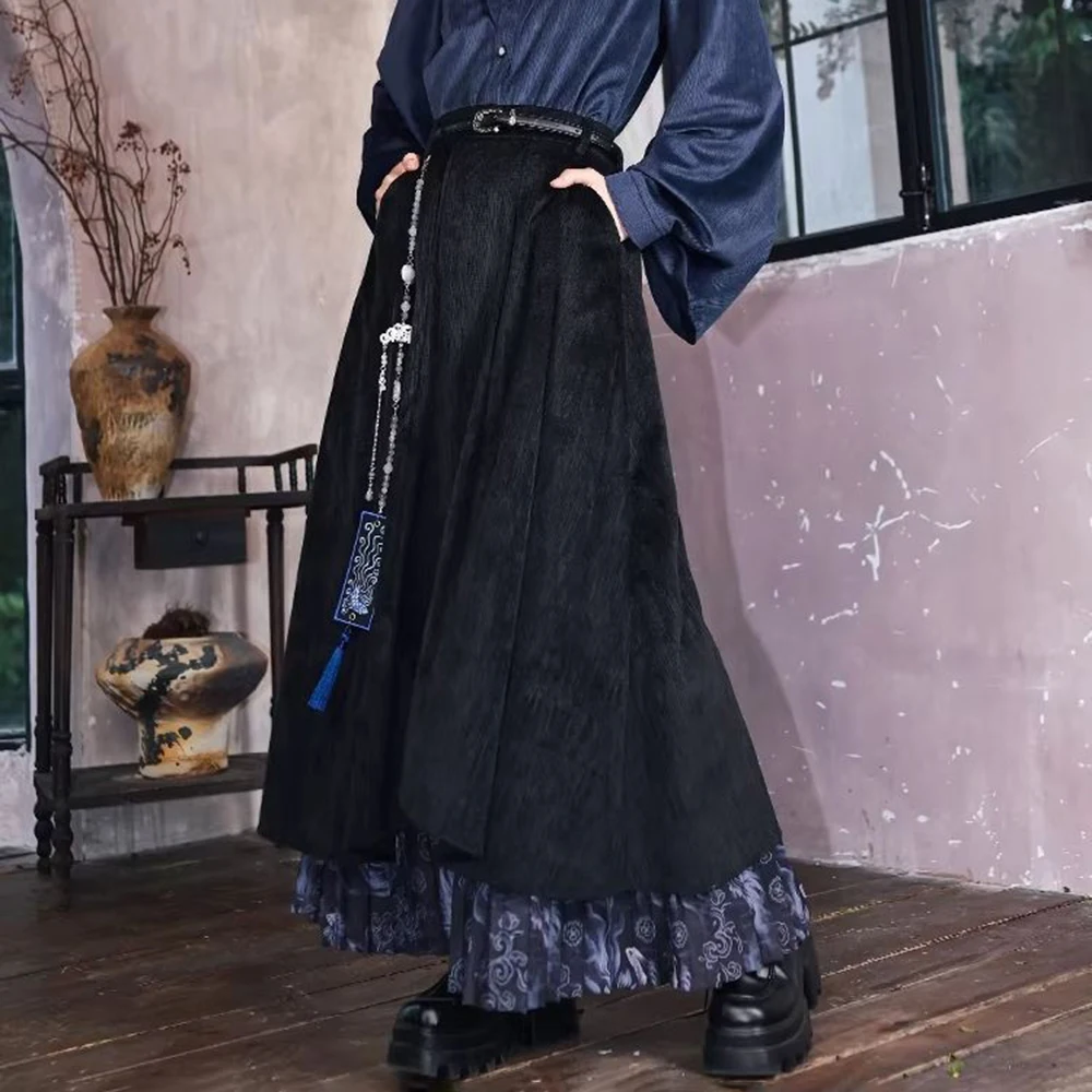 

2026 Summer New Unisex Patchwork Skirt Pants Chinese Retro Fashion Trendy High Street Casual Loose Niche Neutral Bottoms