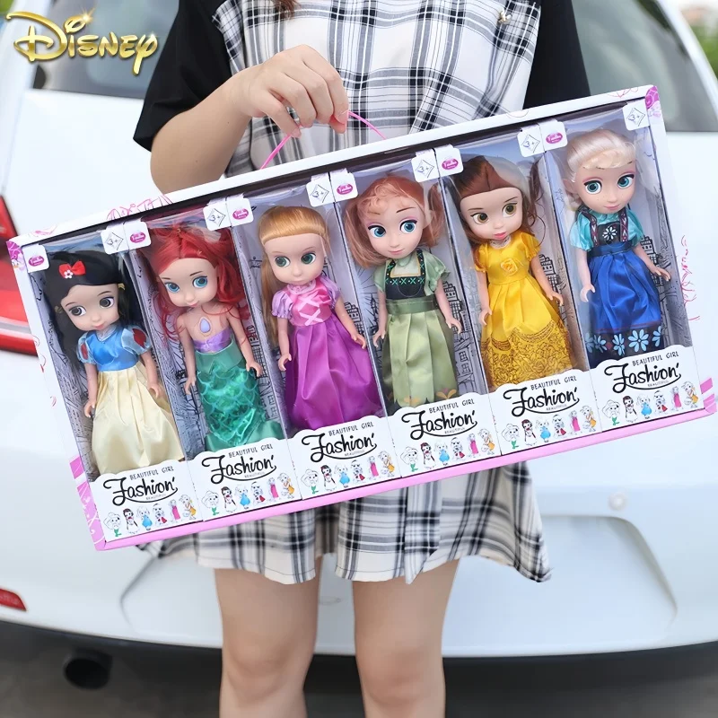 Disney Princess Doll Frozen Doll Gift Box Set Elsa Anna Ariel Snow White Little Princess Dress Up Doll Girl Play Toy