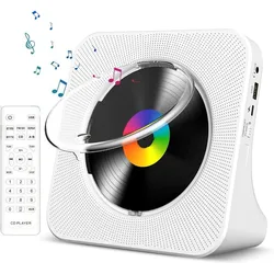 Qoosea Portable Bluetooth Desktop CD Player for Home with Timer Built-in HiFi Speakers with LCD Screen Display Boombox FM Radio