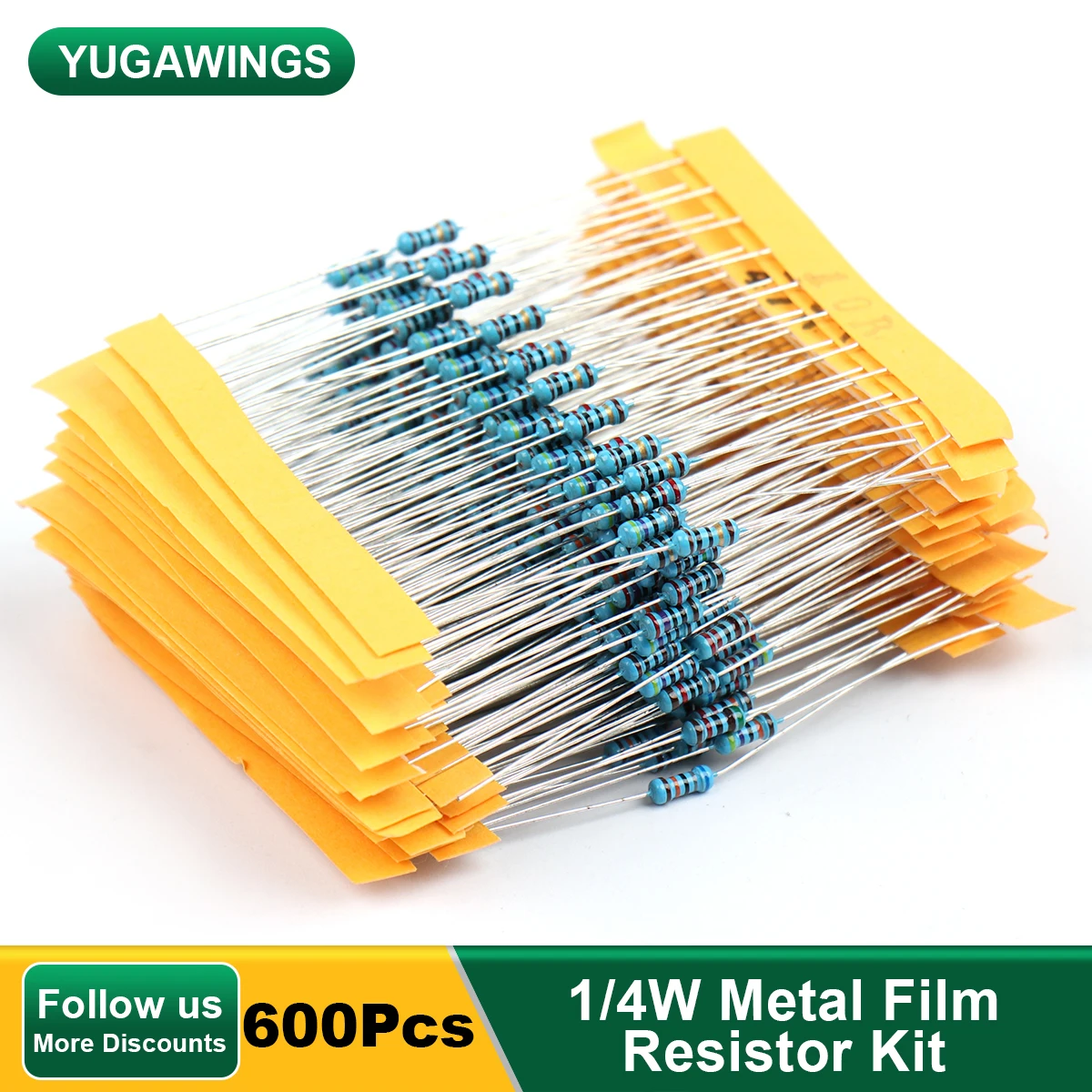 300Pcs/600Pcs 1/4W 0.25W 30Value Metal Film Resistor Kit 1% Rang Carbon Resistance Assortment Set 10R-1M