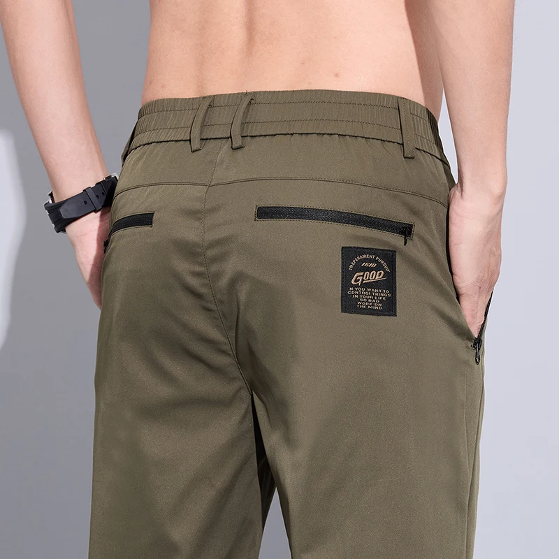 

Ice Silk Men's Pants Spring Summer Thin Straight Fashion Casual Pants Korean Classic Business Work Trousers Solid Size 28-38