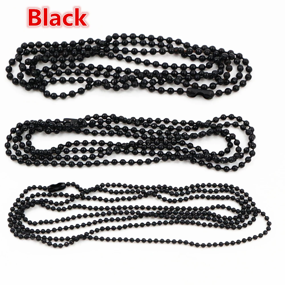 5pcs/lot 3 Size 1.5mm and 2.0mm and 2.4mm Black Plated  Ball Beads Chain Necklace Bead Connector 65cm(25.5 inch)