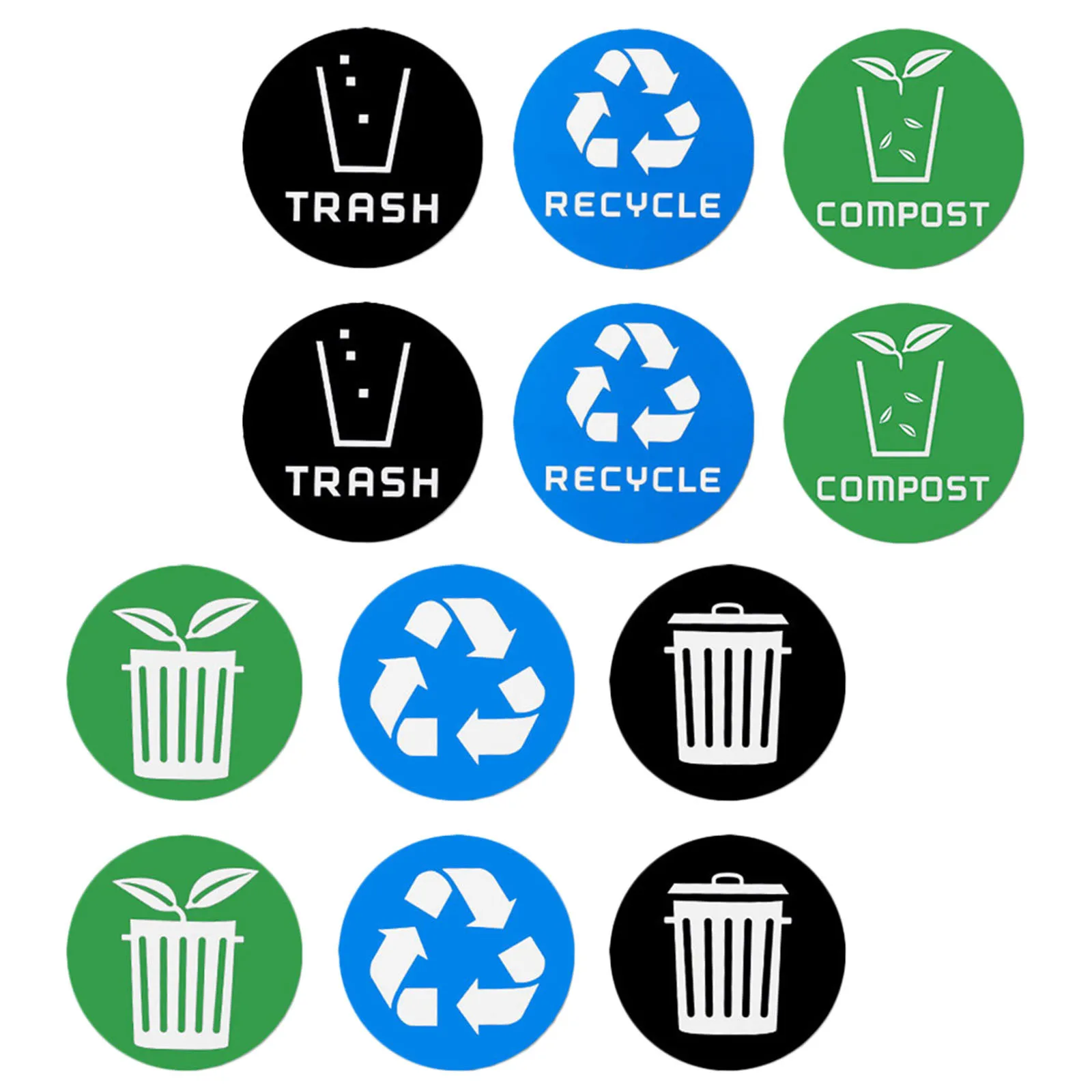 

12Pcs Garbage Sorting Stickers Self Adhesive PVC Waste Bin Labels Waterproof Trash Can Recycling Decals