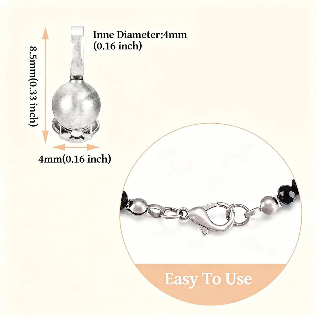 50Pcs Single Loop Bead End Clamp Stainless Steel Clam Shell Bead Tip Connector For Bracelet Necklace DIY Jewelry Making Supplies