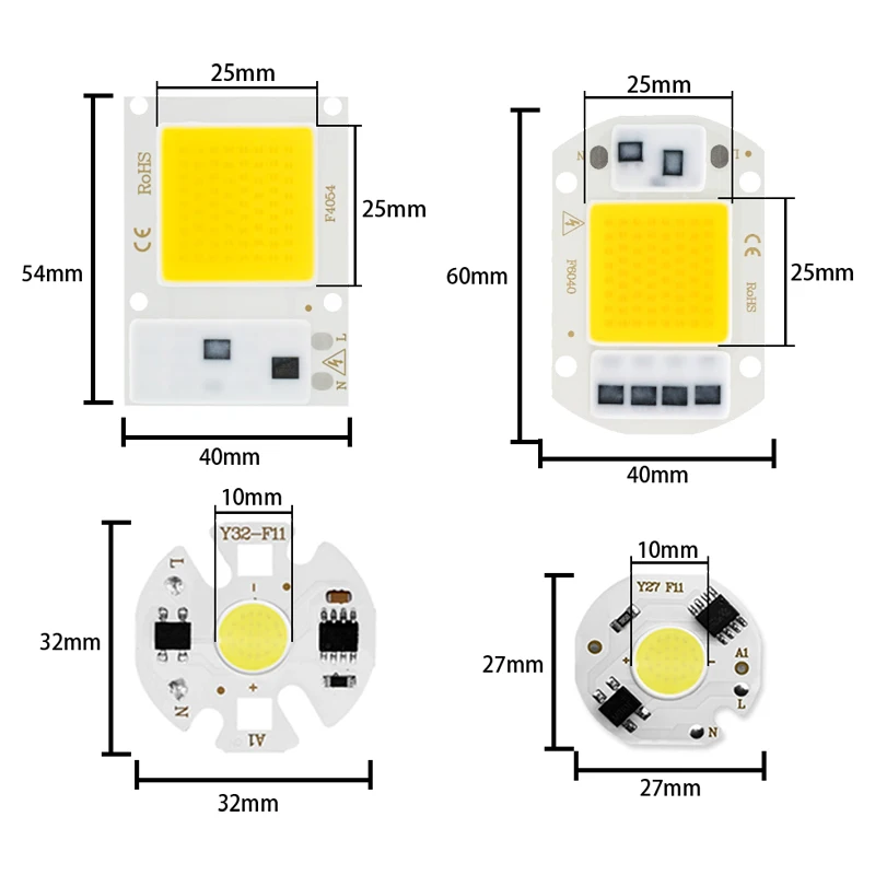 LED COB Chip 10W 20W 30W 50W 220V Smart IC No Need Driver 3W 5W 7W 12W LED Bulb Lamp for Flood Light Spotlight Diy Lighting