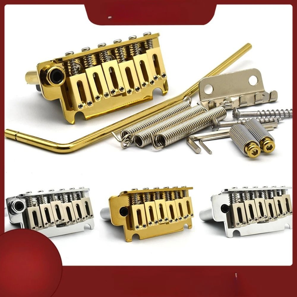 Gold 6 String Tremolo Bridge Set for S/T Electric Guitar, 2 Point Mini Double Locking Tremolo System with Whammy Bar