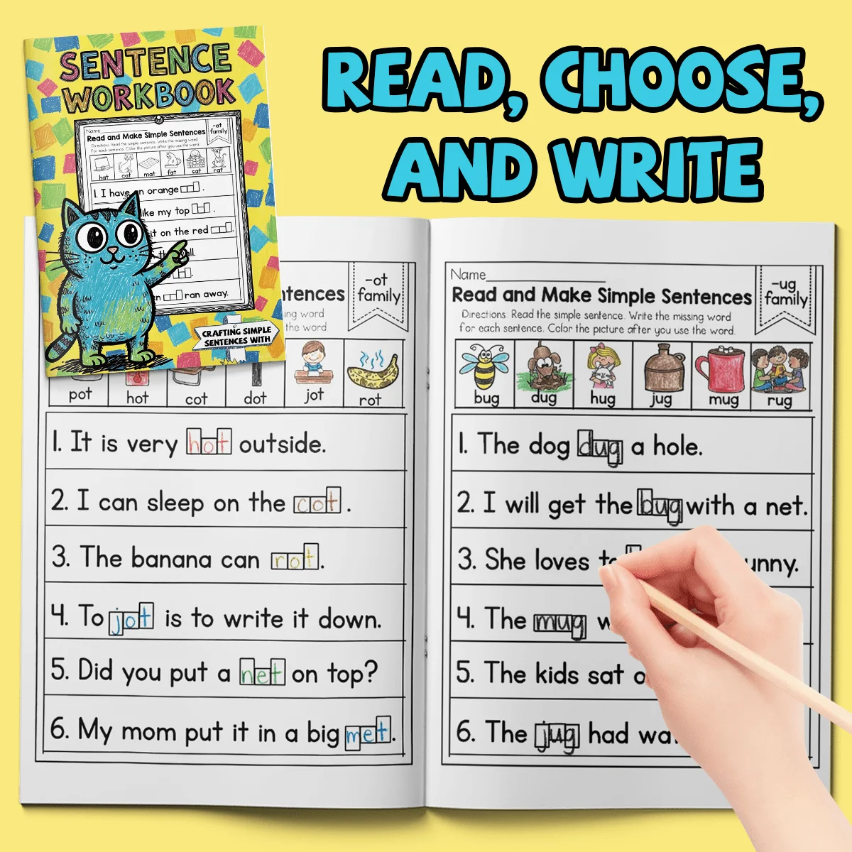 Sentence Construction and Reading Workbook - Interesting Phonetic and Vocabulary Family Activities to Improve Early Reading