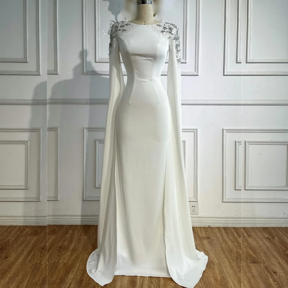 Customized Jersey Beading Rhinestone Straight O-Neck Long Dresses Bespoke Occasion Prom Simple Formal Matching