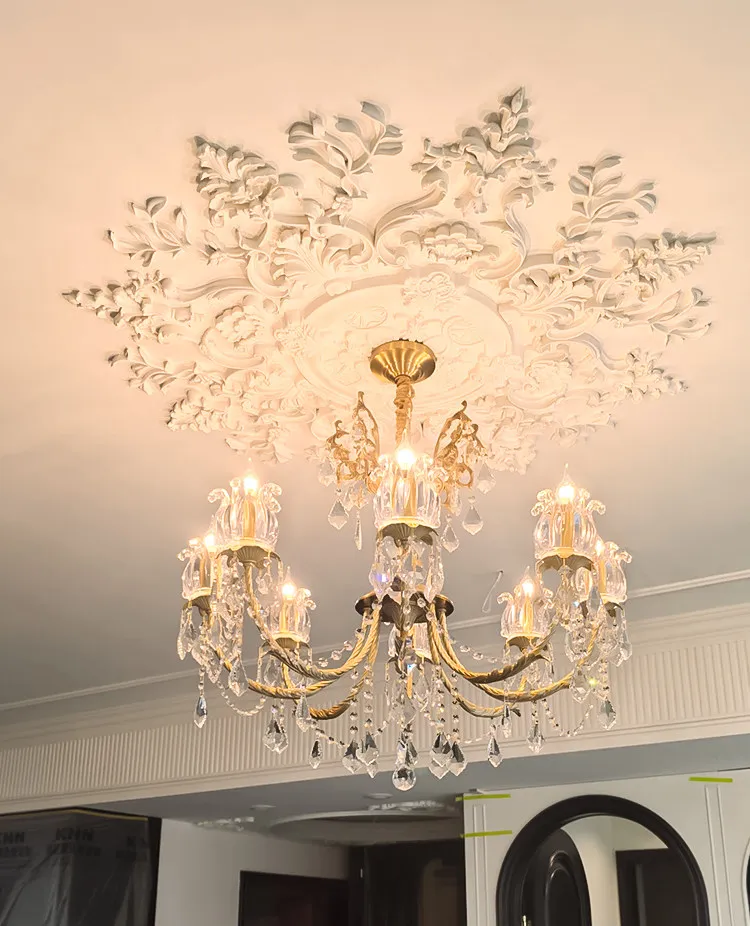 PU light panel French parquet lamp holder combination round ceiling non-gypsum shape carved lamp pool frame decorative lines