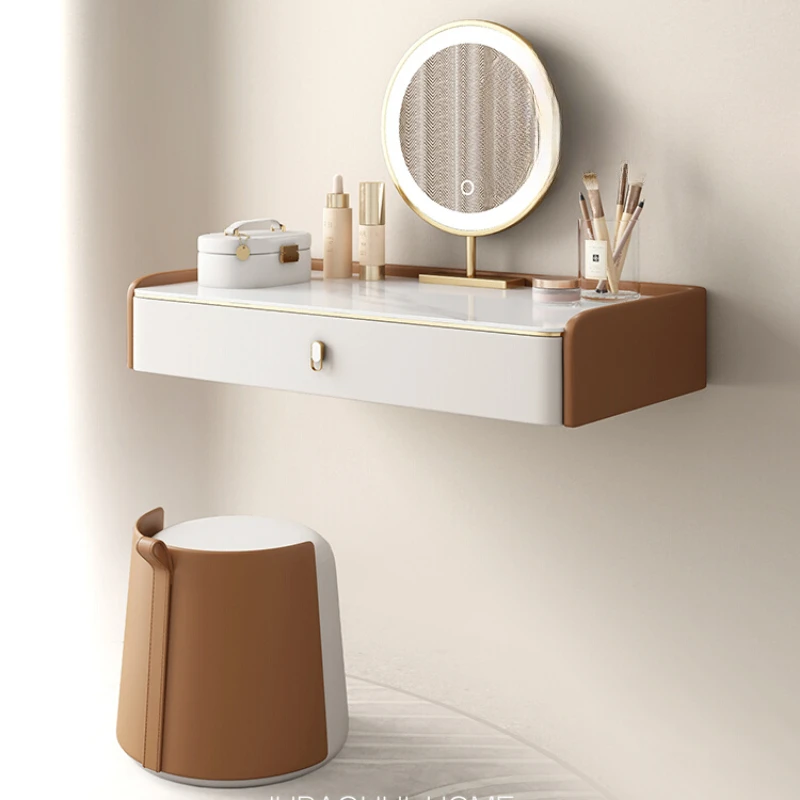 

Dresser, small light luxury, wall-mounted ins-style, high-end sense, suspended 50 cm dresser, bedroom desk,