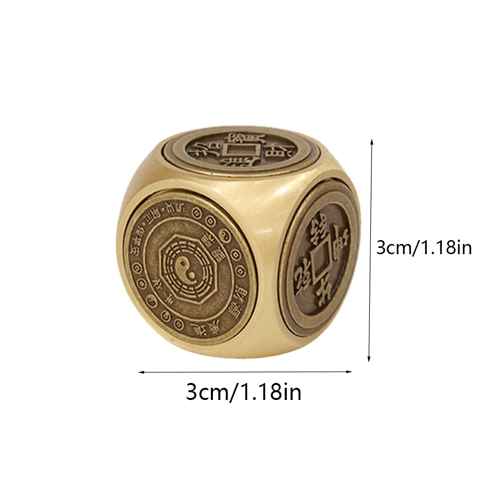 Brass six-s1pc ided  decompression ball turn hand to carry around a rotating game arts and crafts piece