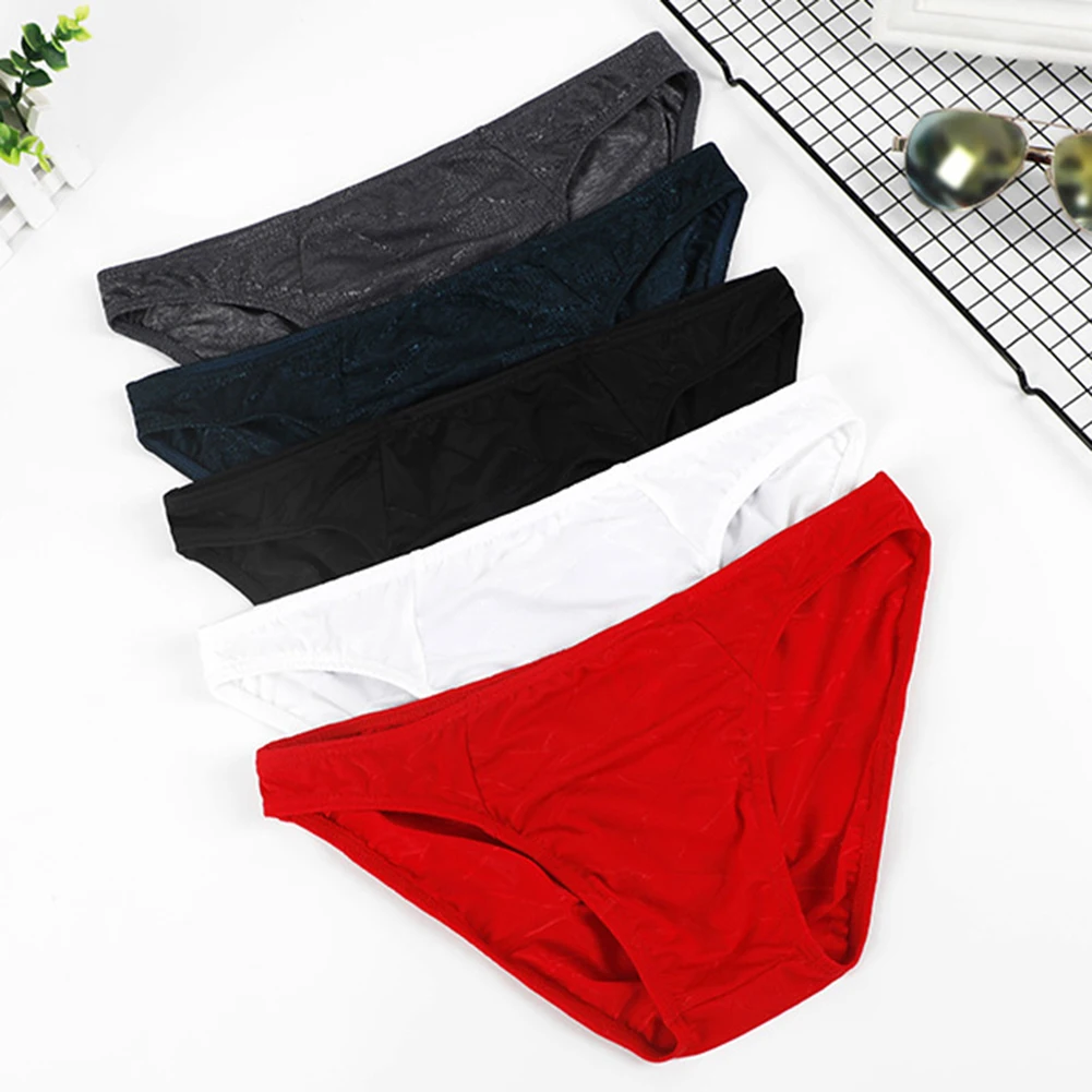 

Breathable Underpants Ice Silk Briefs Classic Style Men\\\\\\'s Solid Color Briefs Classic Style Underwear Red Panties