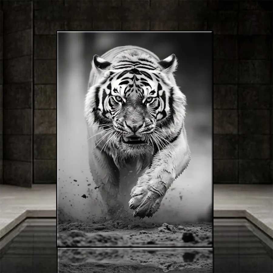 5D DIY Square Round Diamond Painting Modern Black and White Animal Art Tiger Diy Diamond Embroidery picture Mosaic Art