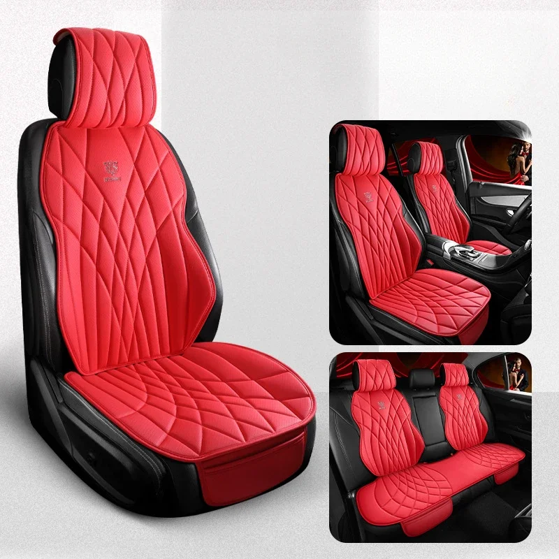 Universal Car Seat Leather Cover Four Season Auto Perforated Leather Breathable Anti-Slip Covers Cushion SUV Car Seat Protection