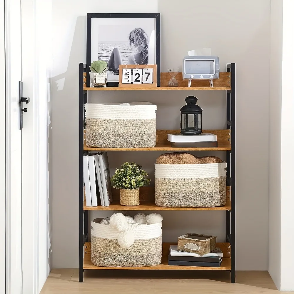 اليومية المنزل الغسيل غرفة نوم ألعاب الأطفال أشتات القطن المنسوجة للطي المتضخم سلة التخزين للطي صندوق تخزين ملابس سلة #4