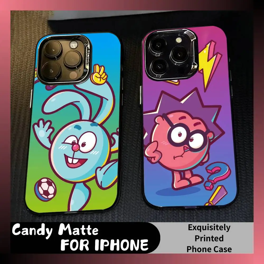 

KROSH Russia Cartoon K-Kikoriki Phone Case For iPhone 16 17 15 14 12 13 Pro Max Black Candy Matte Shockproof Cover