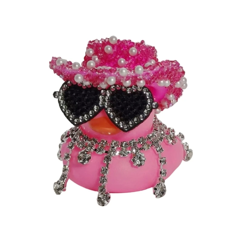 J0MC Fashion Duck Figurine with Heart Eyewear for Car Interior Use