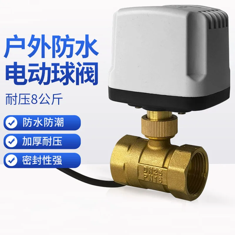 

Outdoor waterproof electric valve 220v brass two-way wire buckle ball valve pipeline switch normally closed water valve copper b