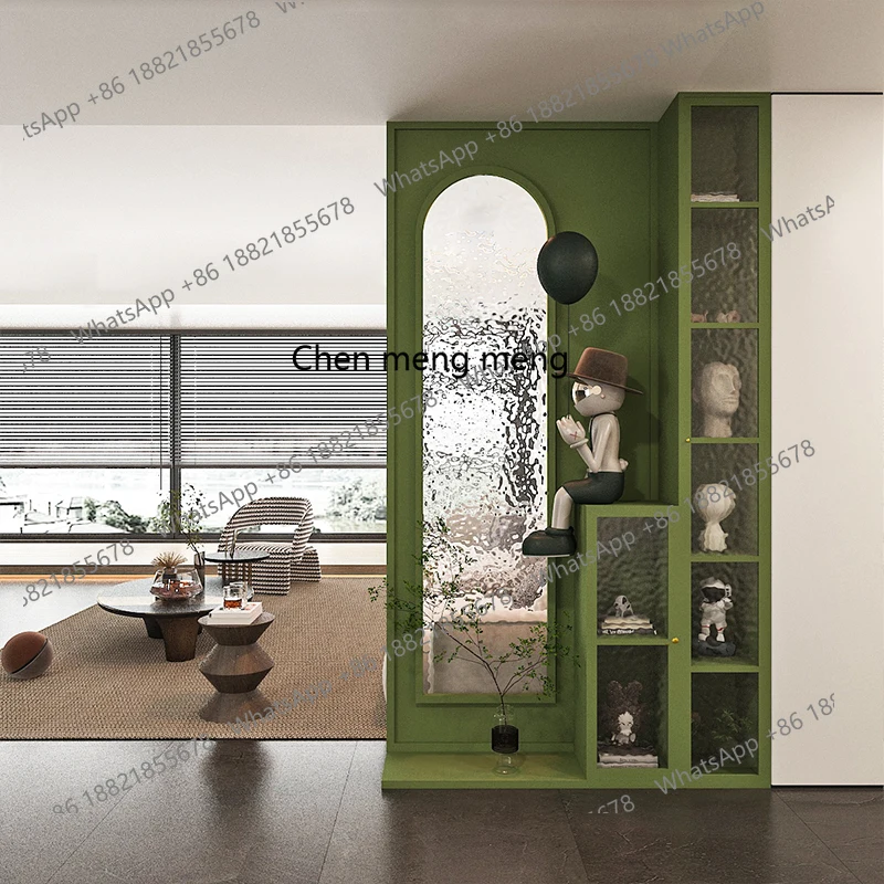 

Cream screen partition living room Changhong glass entrance entrance storage cabinet Solid wood decorative foyer cabinet