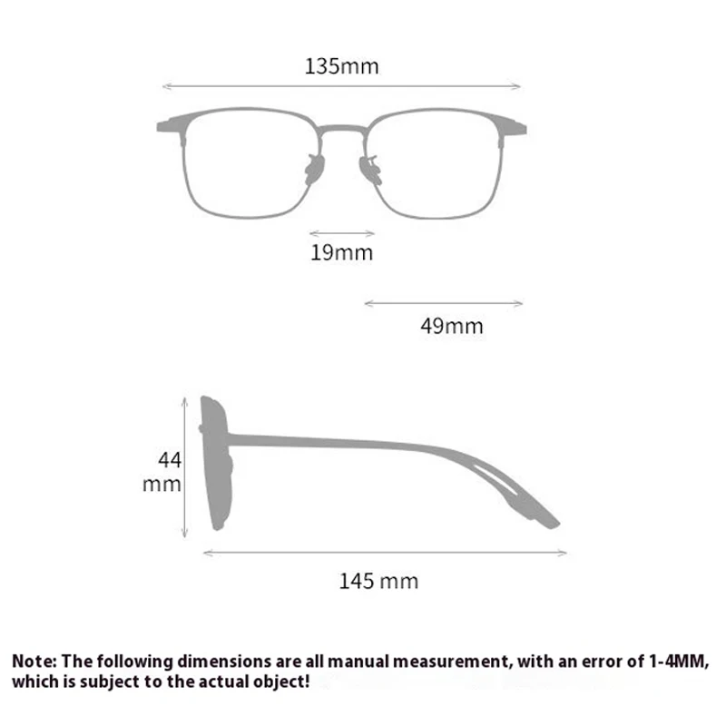 إطار نظارة نصف إطار من التيتانيوم الخالص خفيف الوزن للغاية، نظارات طبية مخصصة، إطار نظارات تقدمي