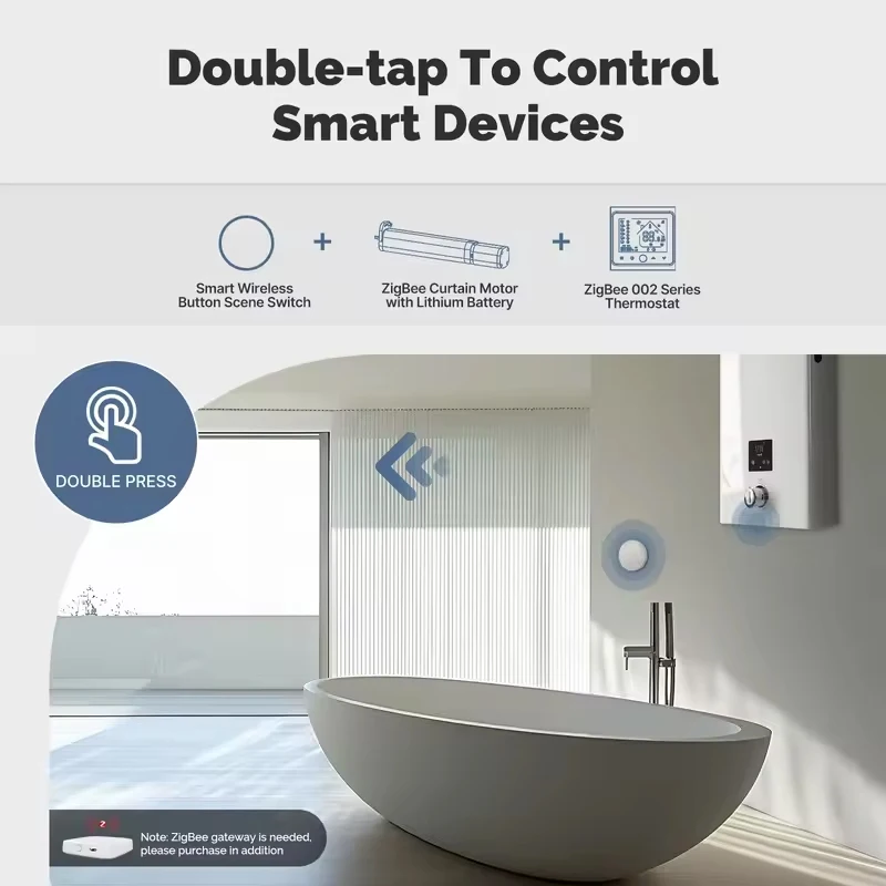 MOES Smart Key Switch, Tuya ZigBee Wireless Remote, Mobile Setting, Multi-Scene Linkage Controller, Battery Powered Smart Device