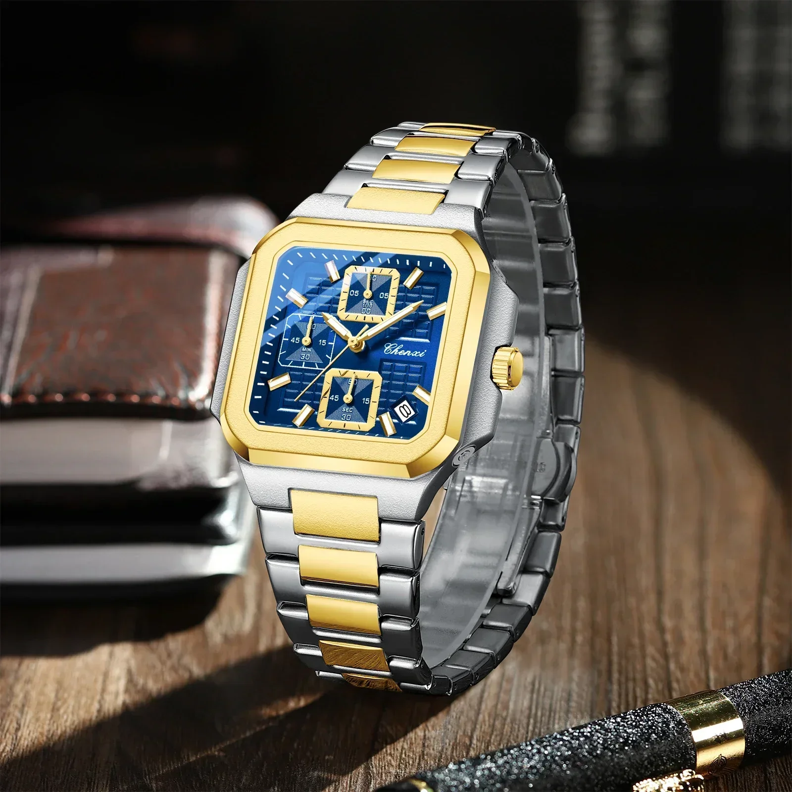 CHENXI Luxury Man Watch Chronograph Date Waterproof Men Wristwatch Stainless Steel Quartz Business Sports Men's Watches Reloj