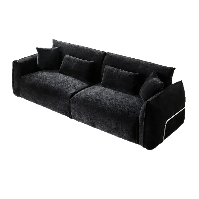 

Black bean sofa, black fabric small apartment, living room straight row modern waterproof and anti-fouling small apartment