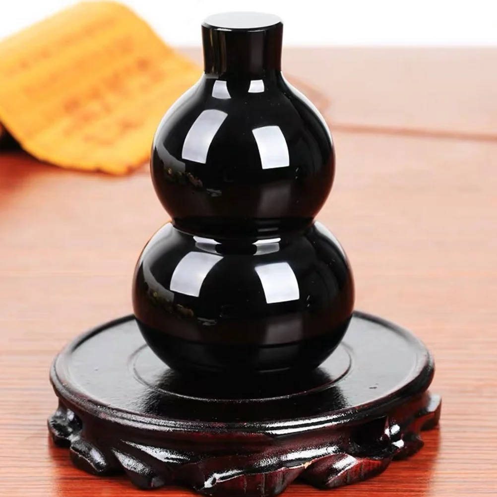 

Obsidian Gourd Exquisite Black Round Gourd Decorative Table Centerpiece for Living Room Bedroom Office Obsidian Stone