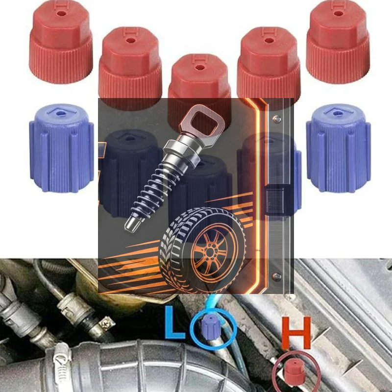 10Pcs/Set R134a Cap A/C Cap 13mm And 16mm Car Air Conditioning Service AC System Charging Port Caps Low Side And High Side