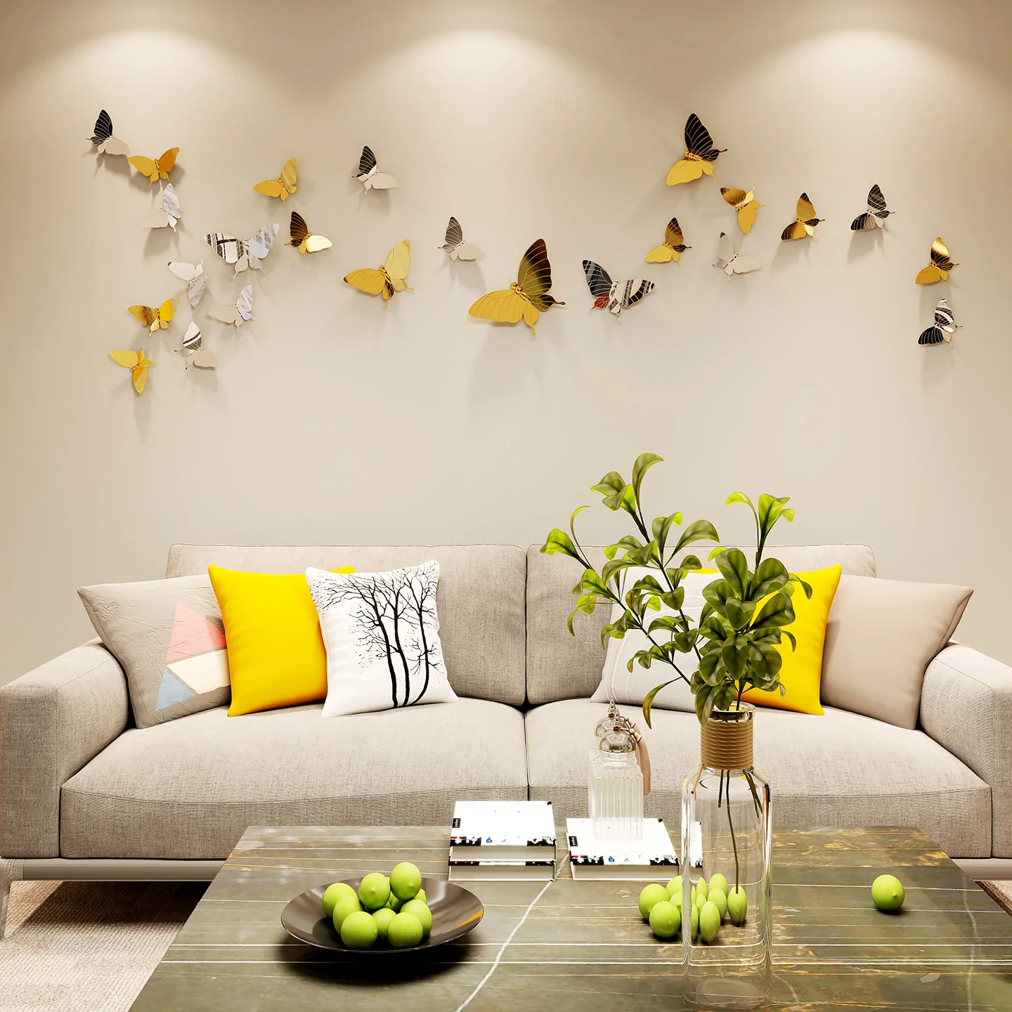 Imitation Metal Butterfly Decoration Living Room Background Wall Light Luxury High Sense Three-dimensional Wall Decoration 2026