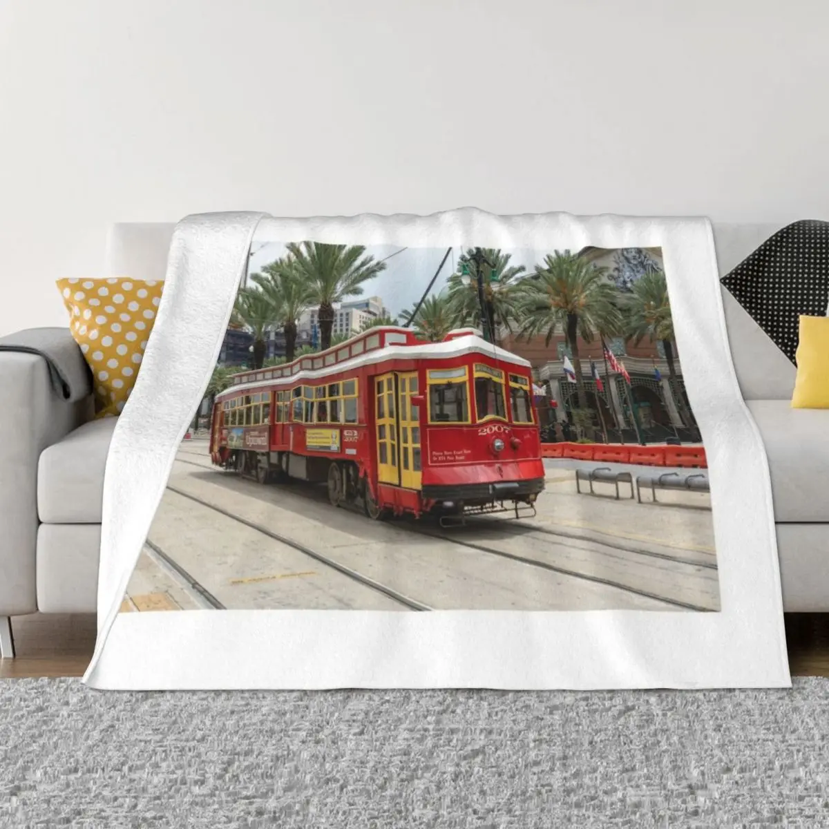 

NOLA Streetcar Throw Blanket Cute Blanket Plaid Decorative Sofa Blankets Blanket Luxury