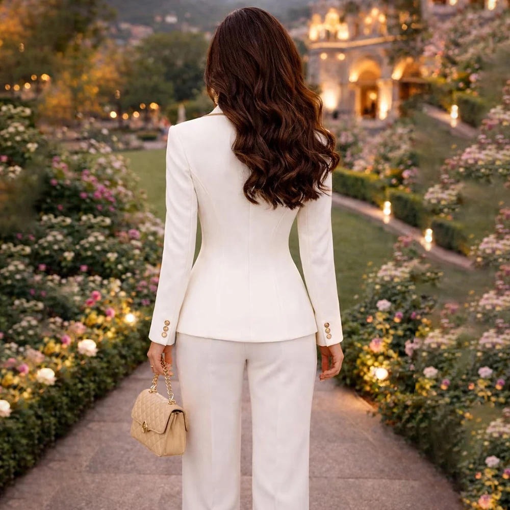 Customized Women's Suits Fashion Trendy Breathable One-Button Blazer High Quality 2 Piece Jacket Pants Female Clothing