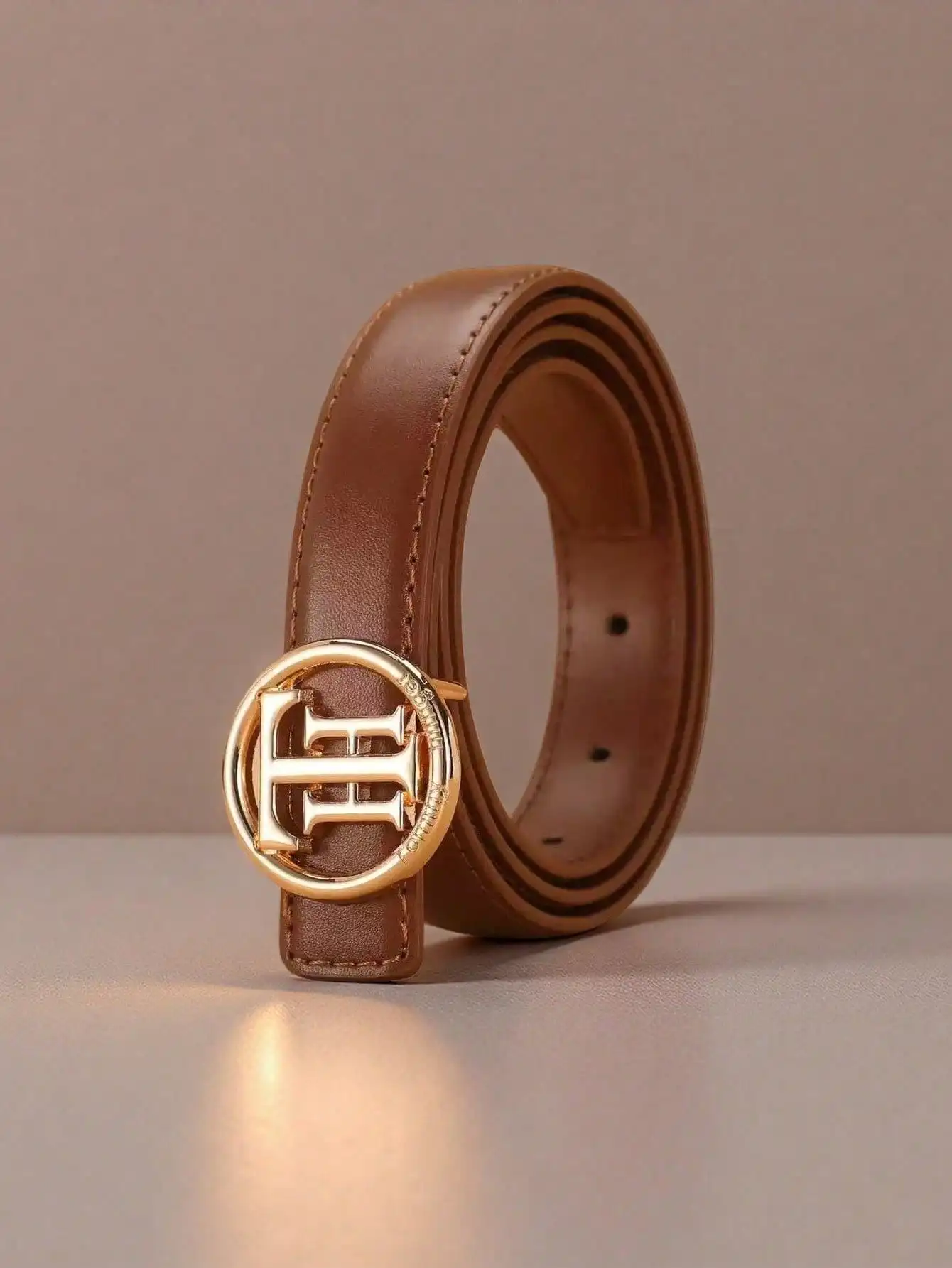 1pc  New Letter Smooth Buckle 2.5cm Wide Women's Belt, Classic Fashion Personalized Design, Versatile Match With Jeans, Great Mo