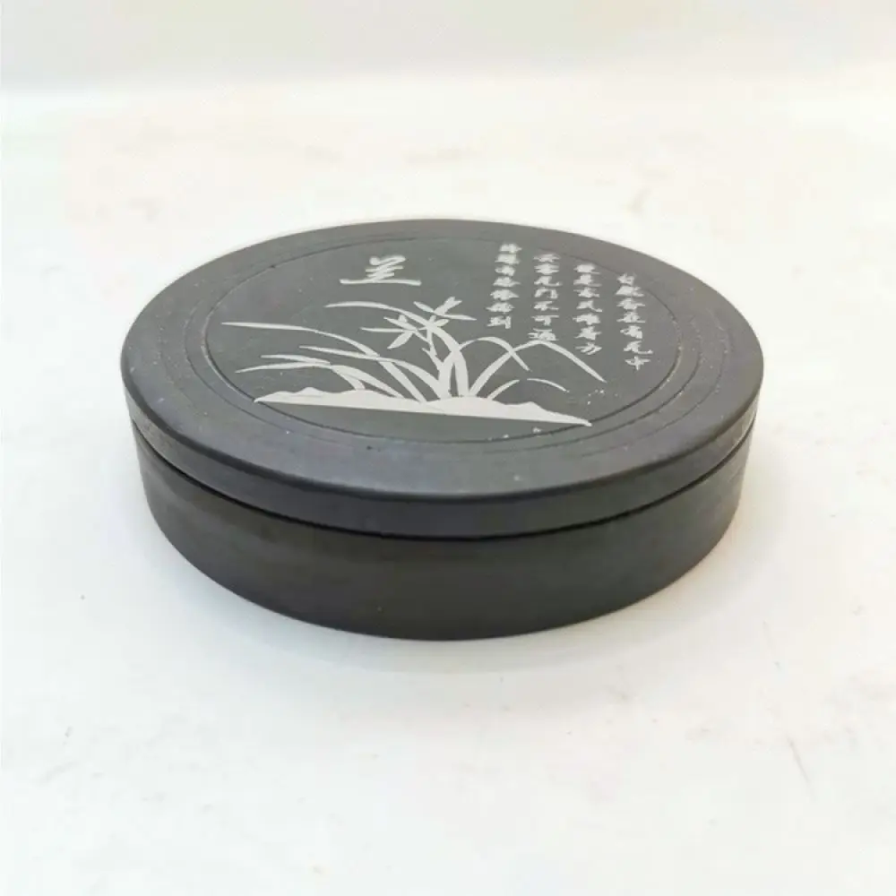 Traditional Chinese Inkstone Natural Stone Material With Sealing Lid Calligraphy Accessory Professional Ink Grinding Bowl Art