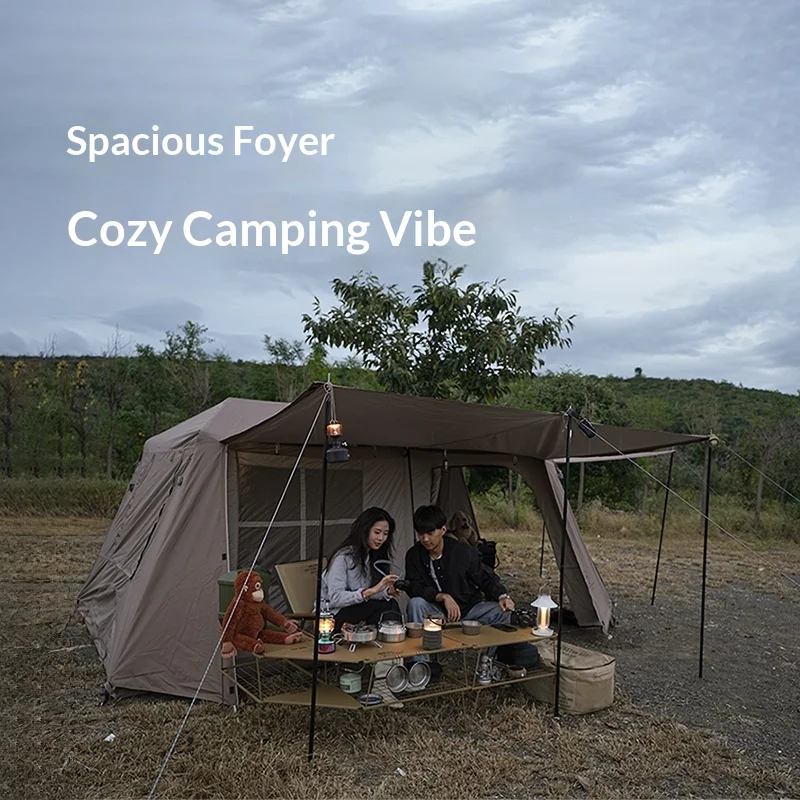 Family Camping Tent 2 Bedroom 1 Living Room 13 Sq.m Waterproof Windproof Rainstorm Proof Outdoor