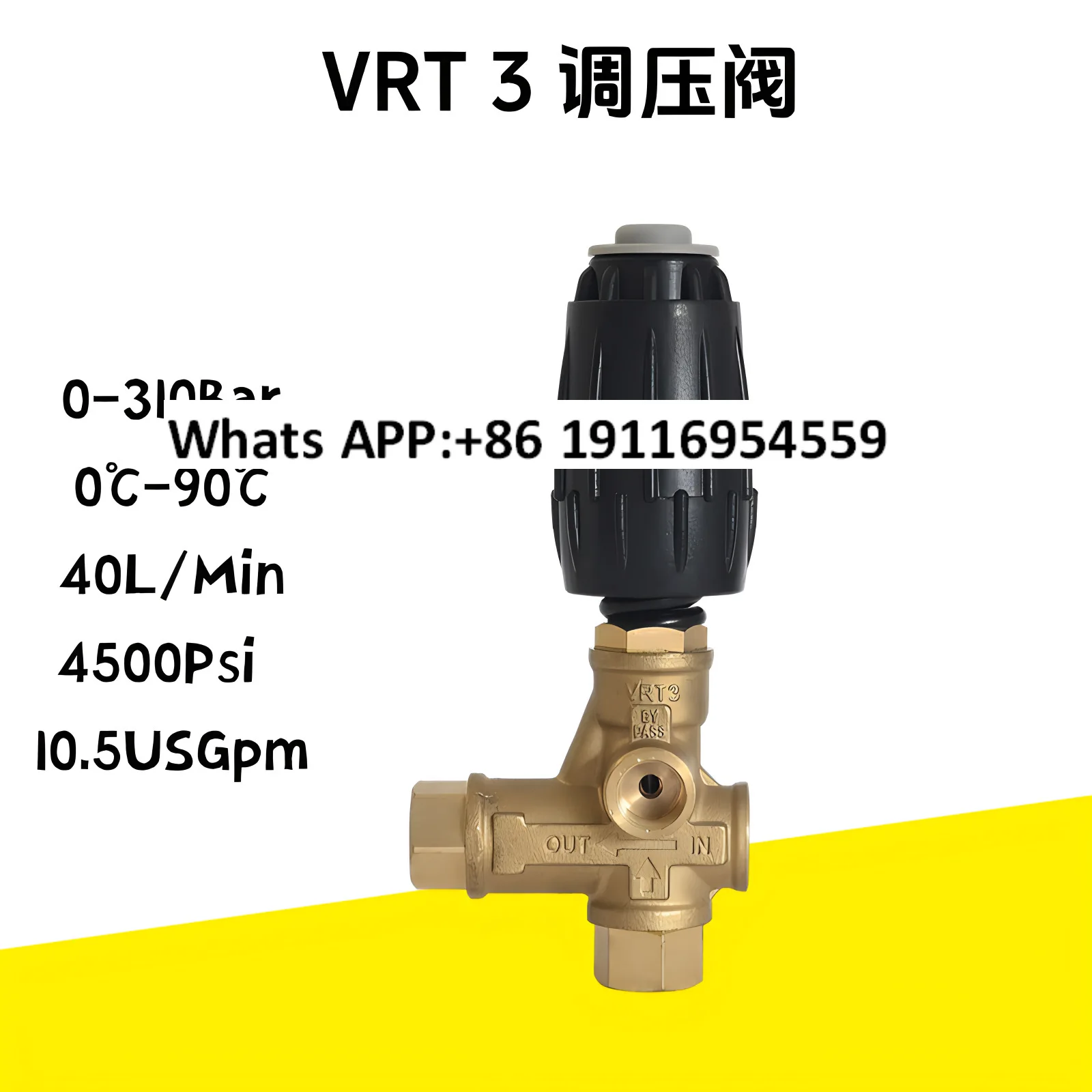 

Pressure Regulator VRT3-310 Pressure Relief Valve Brass 3/8 "FPT for AR Series 5500PSI up to 40LPM