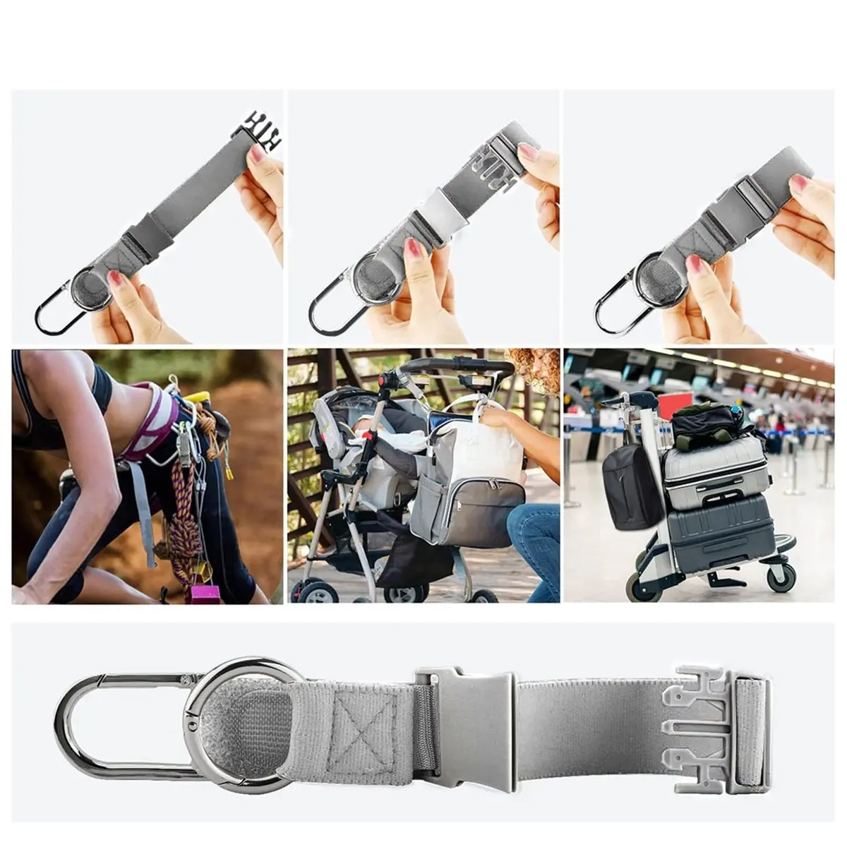 Elastic Jacket Gripper Travel Strap with D-Ring Hooks and Buckle, Suitcase Straps Belts Travel Accessories