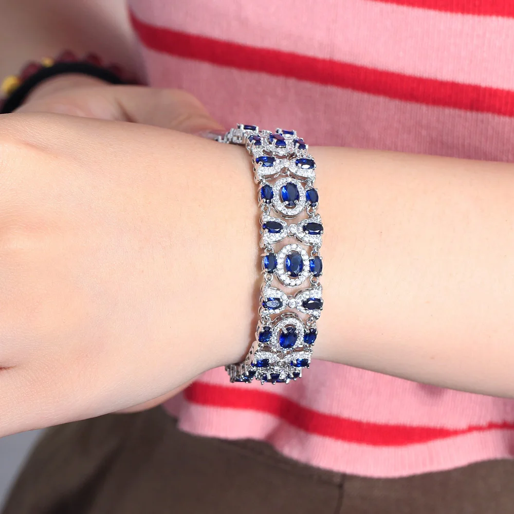 CWWZircons Elegante, glitzernde grüne Zirkon-Kettenarmbänder für Damen, Vintage-Ethno-Hochzeitsschmuck, Großhandel CB335 – Detail 3
