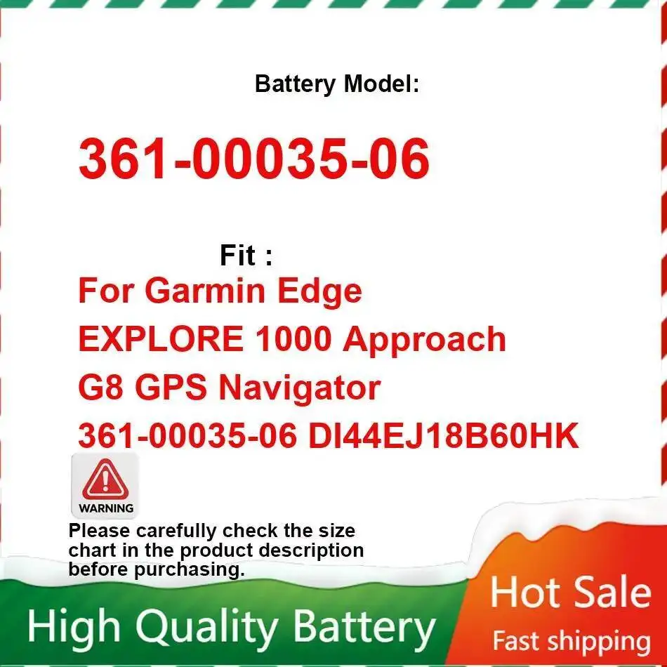 

Аккумулятор 3610003506 1100 мАч для Garmin Edge 1000 Edge EXPLORE 1000 Approach G8 GPS-навигатор 361-00035-06 DI44EJ18B60HK Bateira