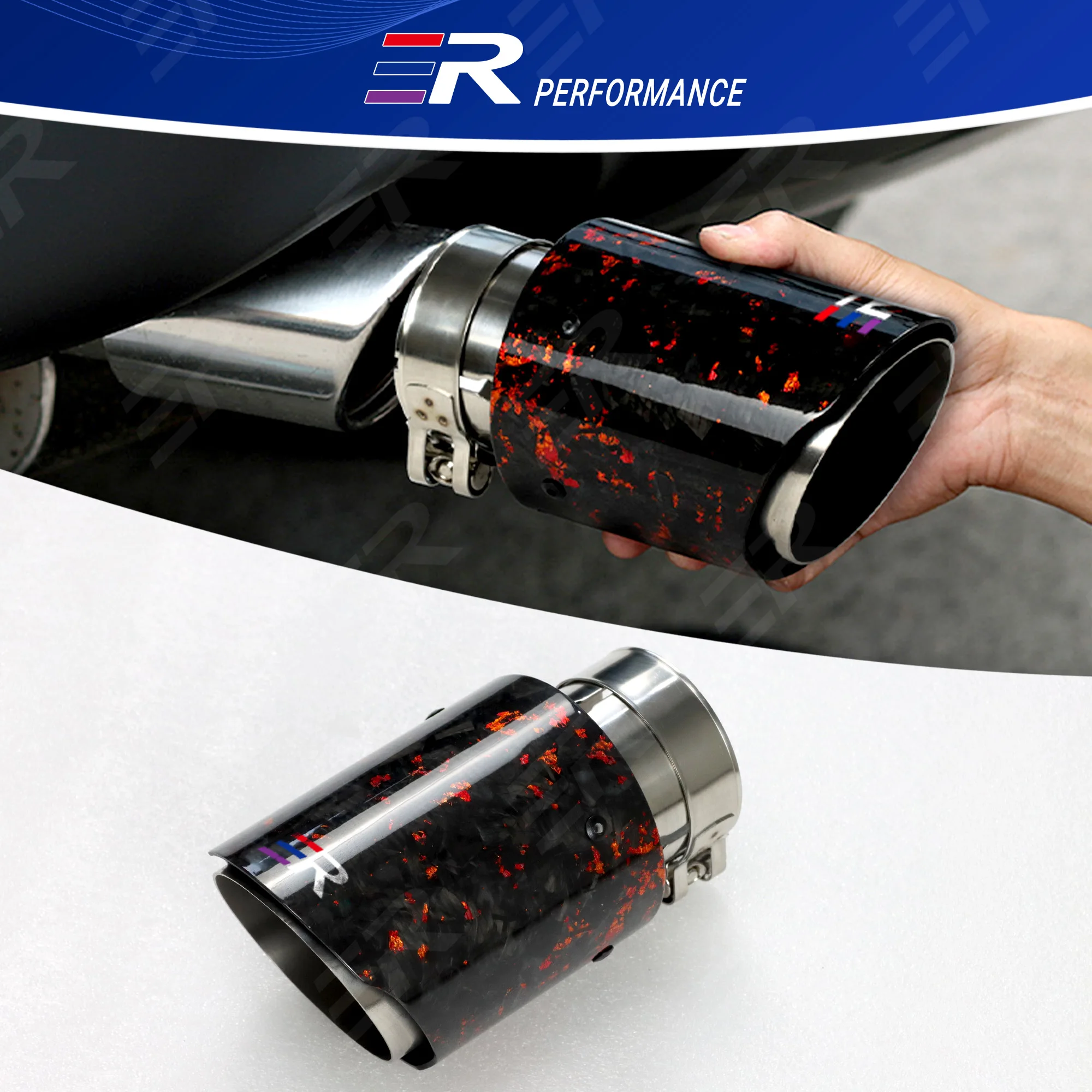 

ER Upgrade Real Foil gold Forged Carbon Exhaust Tip Universal Exhaust System Stainless Exhaust Mufflers nozzle for Car Modify ﻿