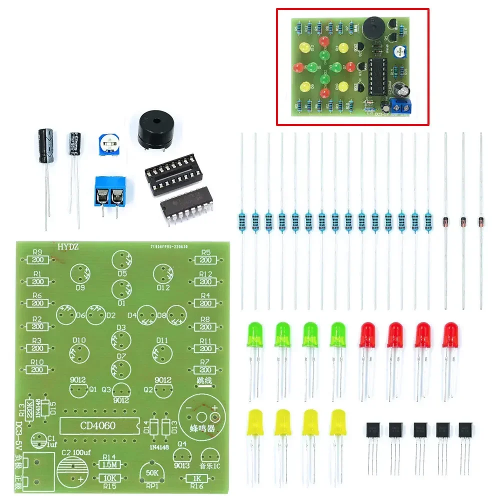 CD4060 Chip Music Rhythm LED Lantern DIY Kit Alice Musical Light Assembly Module Student Electronic Training Maker Project