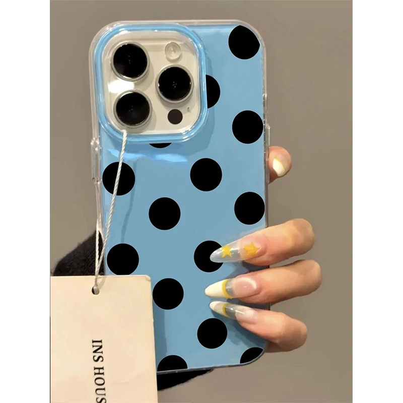 العصرية Ins نمط الصيف الكورية نمط بسيط شخصية موجة نقاط جراب هاتف آيفون 16 15 14 13 12Pro ماكس لينة الغطاء الخلفي #2