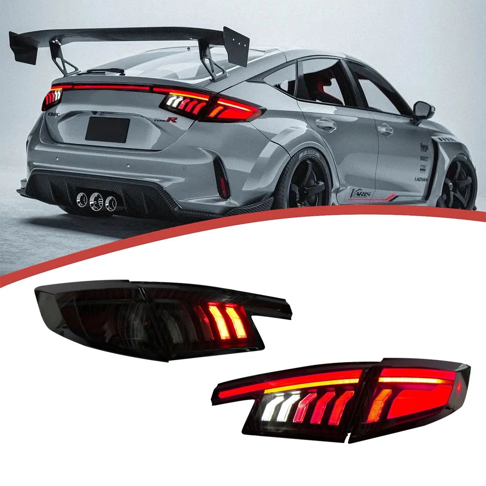 

DK Motion LED Tail Lights Assembly Type-R FL1 FL2 FL4 FL5 11th Gen Civic Taillight For 2022-2025 Civic Hatchback