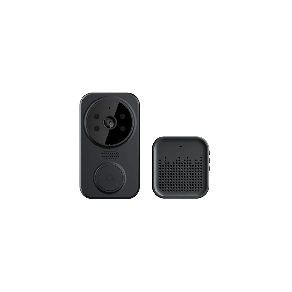 Smart Punch Free Camera Doorbell, campainha anti-roubo remota sem fio, preto