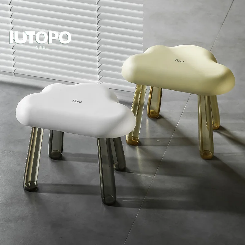 Cloud Light Luxury Transparent Ottoman Small Stool Home Changing Shoe Stool Creative Low Stool Living Room Coffee Table Plastic