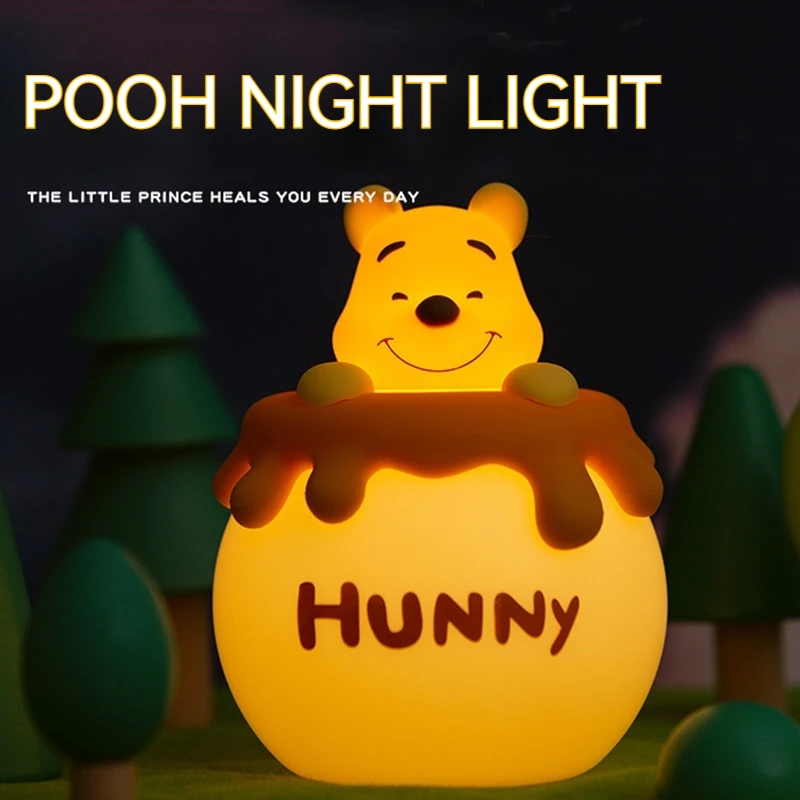 Winnie The Pooh Cartoon Figure Cute Creative Nightlight Charging Timer Desk Lamp Bedhead Sleep Companion Lamp Childrens Toy Gift