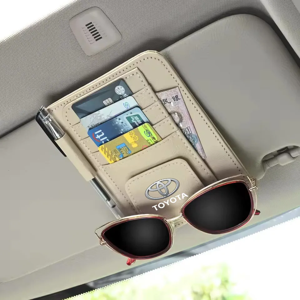 

Car Sunshade Card Package Holder Sunglasses Ticket Card Clip For Toyota Corolla Avalon Supra Yaris Prado Prius Rav4 Camry