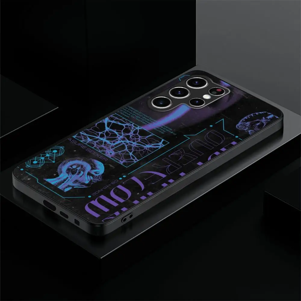 Cyberpunk Style Phone Case For Samsung Galaxy S23 S22 S21 S20 Plus Ultra M54 Note20 Soft Black Phone Cover