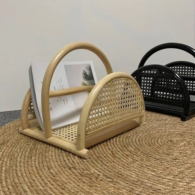True vine magazine rack ins Nordic black shelf Japanese style original design rattan picking up light bookshelf